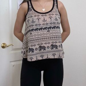Brown Tribal Print Tank Top